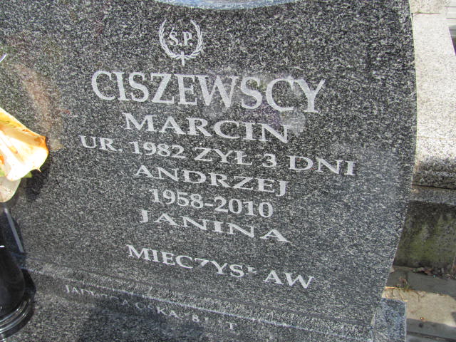 Marcin Ciszewski 1982 Warszawa Czerniakowski - Grobonet - Wyszukiwarka osób pochowanych