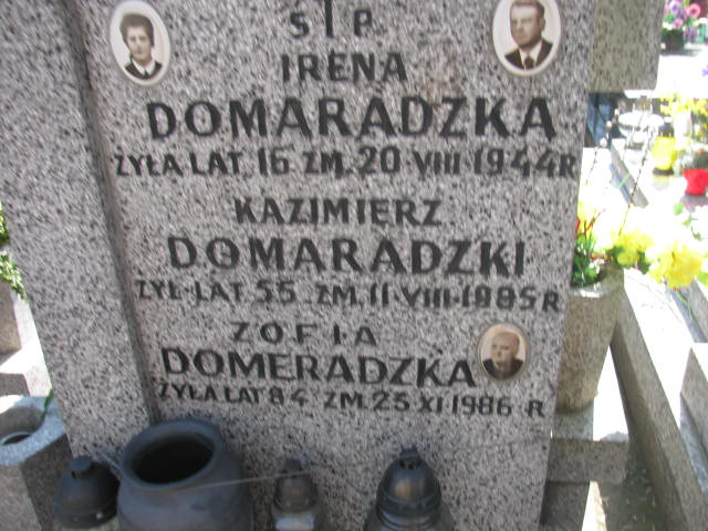 Zofia Domaradzka Warszawa Czerniakowski - Grobonet - Wyszukiwarka osób pochowanych