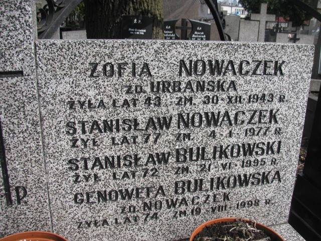 Zofia Nowaczek Warszawa Czerniakowski - Grobonet - Wyszukiwarka osób pochowanych