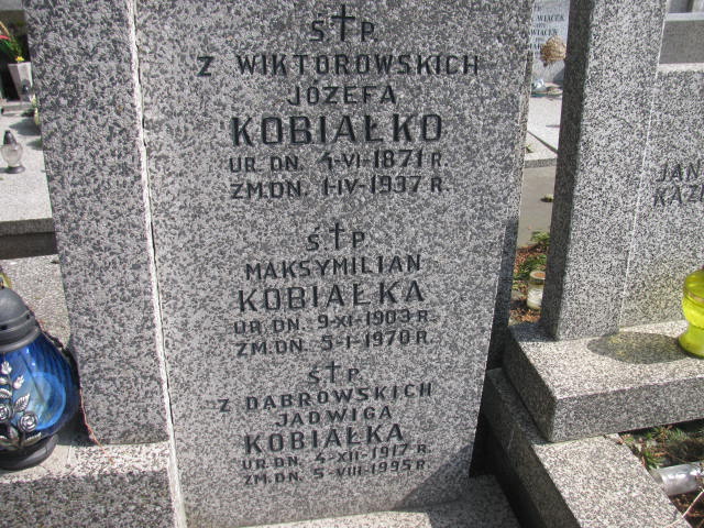 Józefa Kobiałko 1871 Warszawa Czerniakowski - Grobonet - Wyszukiwarka osób pochowanych