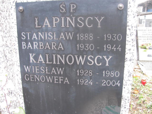 Barbara Łapińska 1929 Warszawa Czerniakowski - Grobonet - Wyszukiwarka osób pochowanych