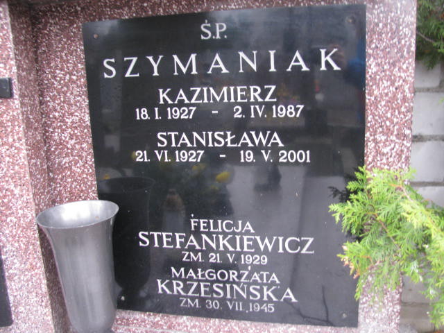 Felicja Stefankiewicz Warszawa Czerniakowski - Grobonet - Wyszukiwarka osób pochowanych