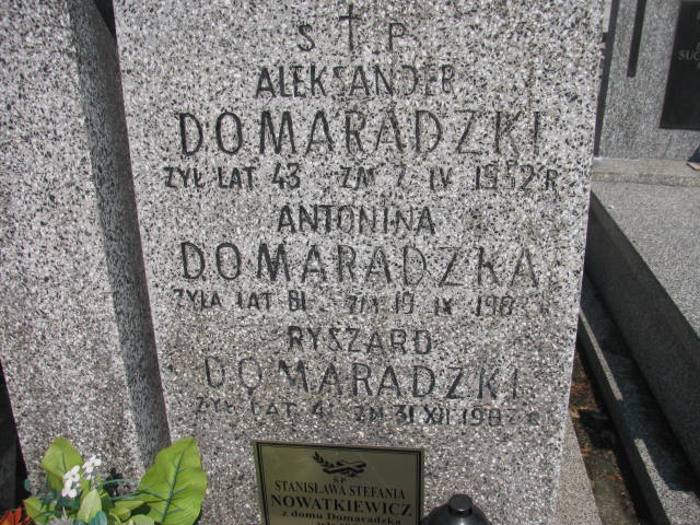 Aleksander Domaradzki Warszawa Czerniakowski - Grobonet - Wyszukiwarka osób pochowanych