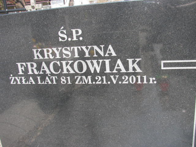 Krystyna Frąckowiak Warszawa Czerniakowski - Grobonet - Wyszukiwarka osób pochowanych